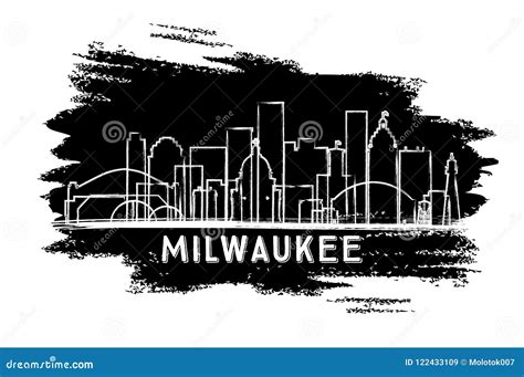 Milwaukee Wisconsin Skyline Silhouette. Hand Drawn Sketch Stock Vector - Illustration of ...