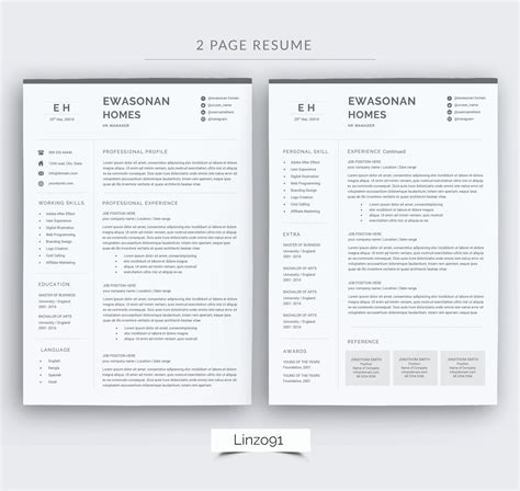 Two Page Resume Template Word