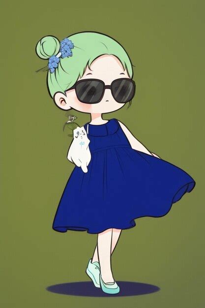 Premium Photo | Cartoon chibi girl wearing sunglasses very handsome cool cute kawaii anime style