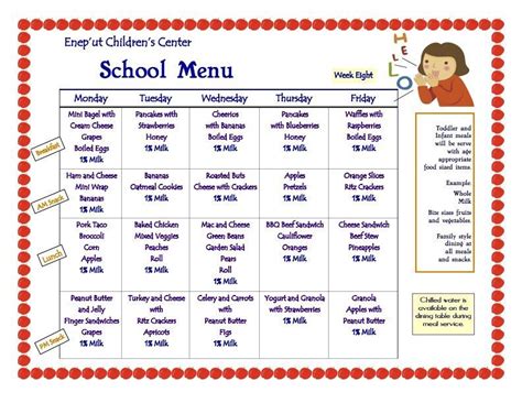 Free School Lunch Menu Templates - Detrester.com