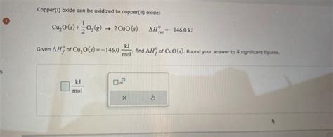 Solved Copper(I) oxide can be oxidized to copper(II) oxide: | Chegg.com