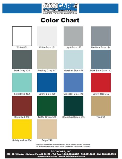 Epoxy Floor Coating Color Chart