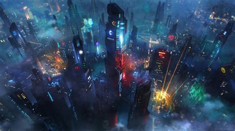 Futuristic Cyberpunk Cityscape Live Wallpaper - MoeWalls