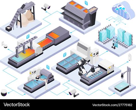 Glass production flowchart composition Royalty Free Vector