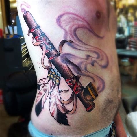 Tattoo uploaded by Robert Davies • Peace Pipe Tattoo by Erik Kushner #peacepipe #pipe #smoke # ...