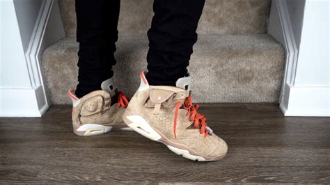 TRAVIS SCOTT x AIR JORDAN 6 BRITISH KHAKI | REVIEW + ON FEET! 4K - YouTube