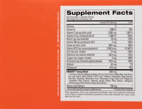 EBOOST Super Powder Mind + Body Orange Energizer Supplement Packets, 20 ...