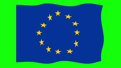 Europe Waving Flag 2D Animation on Green Screen Background. Looping ...