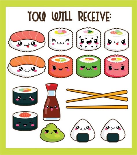 Kawaii Clip Art Kawaii Sushi Clip Art Kawaii Sushi Clipart - Etsy | Kawaii clipart, Sushi ...