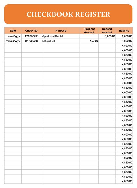 39 Checkbook Register Templates [100% Free, Printable] ᐅ TemplateLab