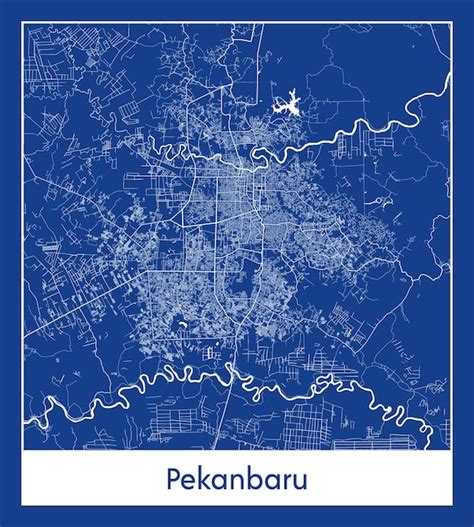 Premium Vector | Pekanbaru Indonesia Asia City map blue print vector illustration