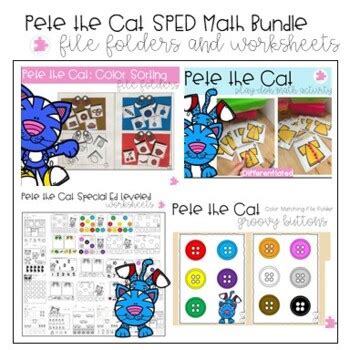 Pete the Cat Math Activities: Leveled Worksheets and File Folders