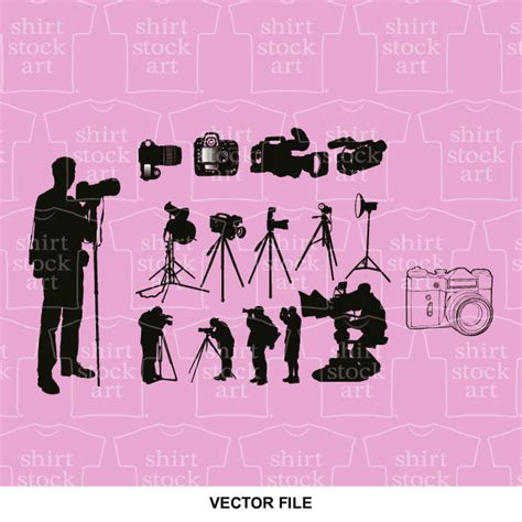 Camera Tripod Cameraman Silhouette – T Shirt Stock Art