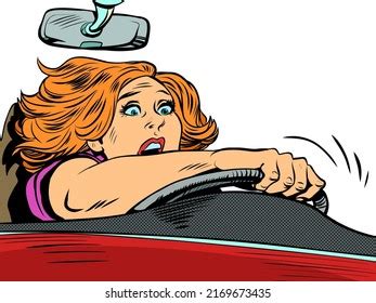 Frightened Woman Driving Speed On Road Stock Vector (Royalty Free) 2169673435 | Shutterstock