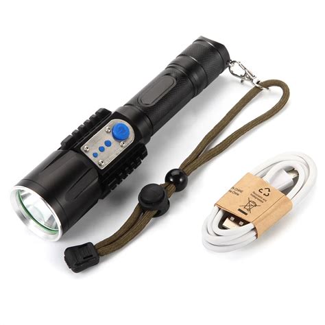 USB LED Flashlight 3800 Lumen XM L U2 Tactical Torch Multifunctional ...