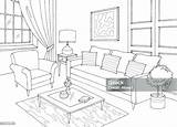 Living Room Graphic Black White Interior Sketch Illustration Vector  sketch template