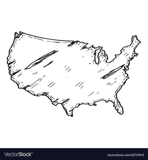 Sketch of a map of the united states Royalty Free Vector