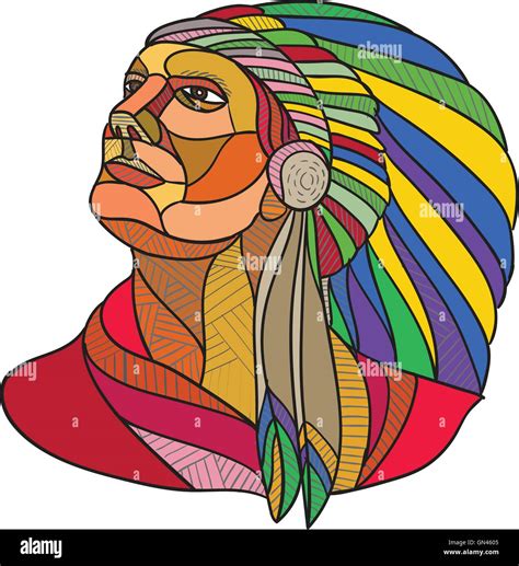 Native American Indian Chief Headdress Drawing Stock Vector Image & Art - Alamy