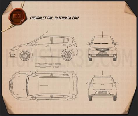 Chevrolet Sail hatchback 2012 Blueprint - Hum3D