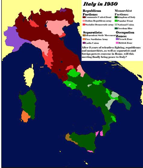 The Italian Civil War in 1950 : r/imaginarymaps