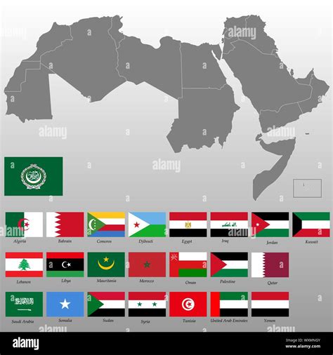 High quality map of Arab World with borders of the states Stock Vector ...