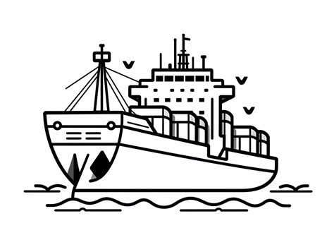 Easy Cargo Ship Coloring Page - Coloring Page