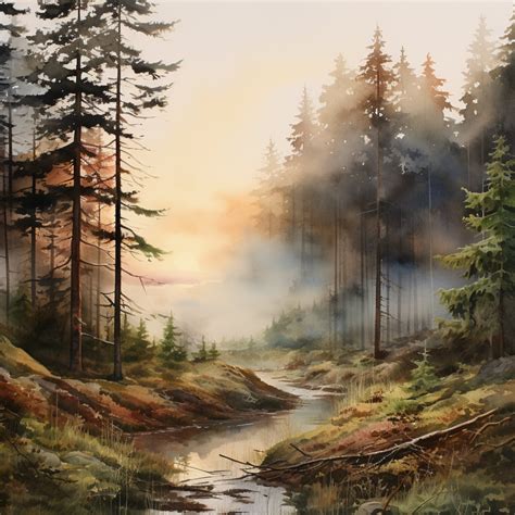 20 Watercolor Forest Landscapes, Watercolor Forest Background, High ...