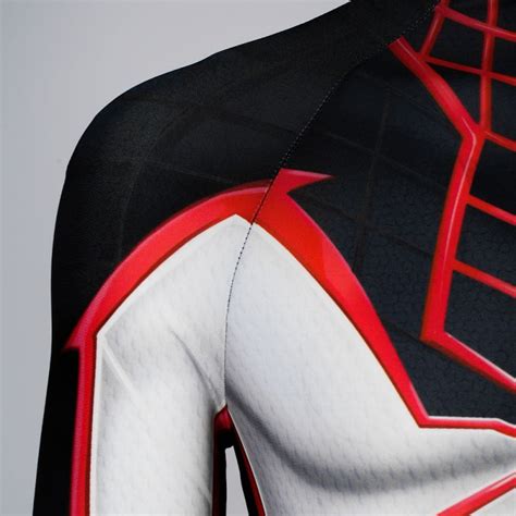 Miles Morales Spiderman White Cosplay Suit | HMCosplay