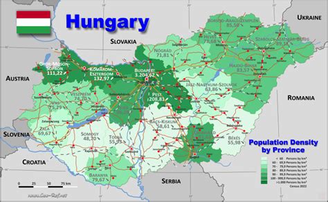 Hungary Country data, links and map by administrative structure