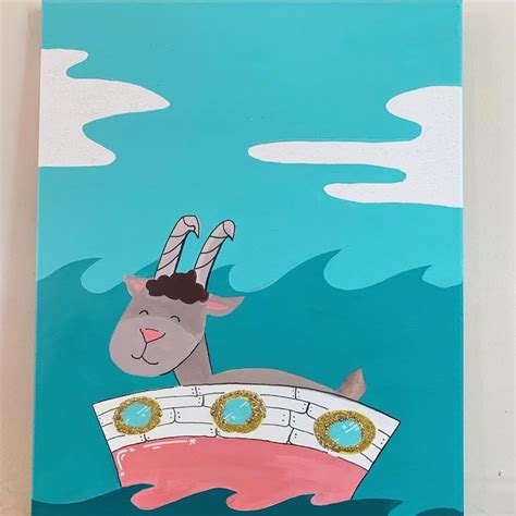 A goat in a boat | Cards, Painting, Enamel pins