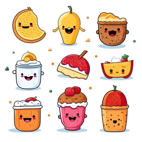 Premium Vector | Collection of cartoon food characters cute simple on ...