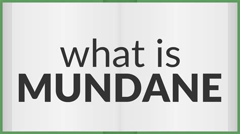 Mundane | meaning of Mundane - YouTube