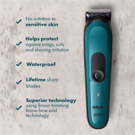 Gillette Intimate Men's Cordless Waterproof i3 Pubic Hair Trimmer, 1 ct ...