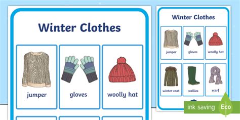 Winter Clothes Vocabulary Poster | Twinkl Learning Resources