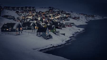 nordic village on a winter night - Houses & Architecture Background ...