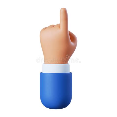 3d Illustration of One Finger. Cartoon Character Hand Pointing Gesture Stock Illustration ...