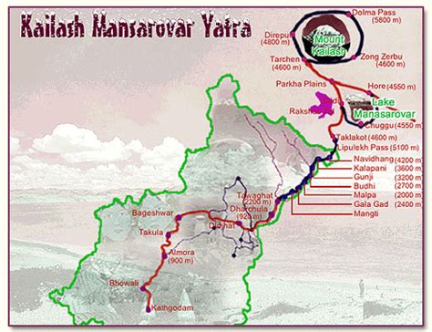 Map of Kailash Mansarovar Yatra and its Route | Hindu Temples