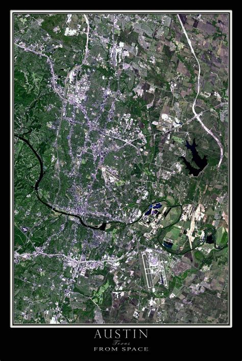 The Austin Texas Satellite Poster Map | Map poster, Earth photos, Aerial