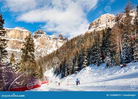 Val Di Fassa Ski Resort in Dolomites, Italy Stock Image - Image of dolomite, holiday: 132808675