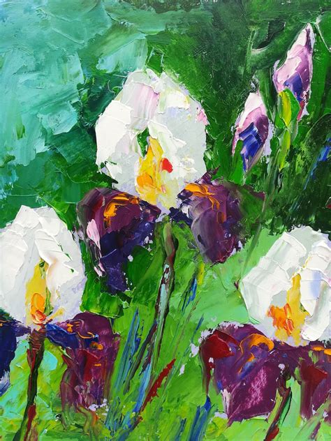 Iris oil painting Iris wall art Floral original art Abstract | Etsy