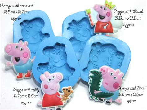 Peppa pig George pig silicone mold's set of 4 by Craftedinstitches