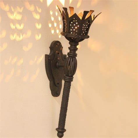 5246-1 Wrought Iron Gothic/ Medieval Indoor Torch Wall Light | Sconces ...