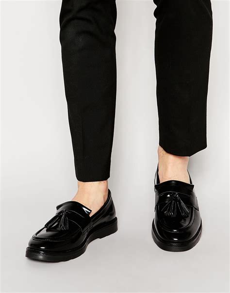 Lyst - Asos Tassel Loafers In Black Leather in Black for Men