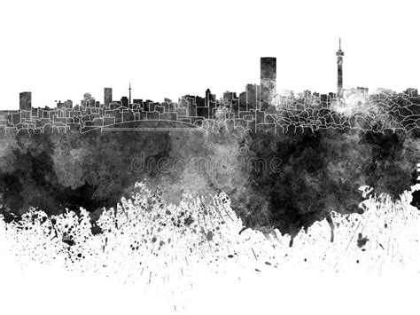 Johannesburg-Skyline Im Schwarzen Aquarell Stock Abbildung - Illustration von splatter ...