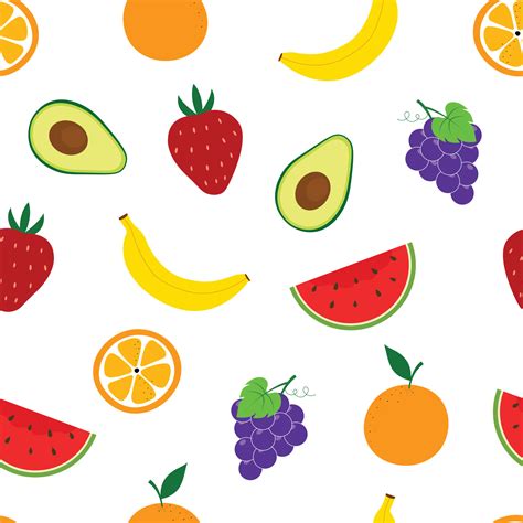 Seamless vector pattern Fruit background with melons and strawberries Hand drawn in cartoon ...