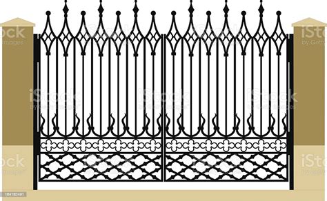 Forged Iron Gothic Gate Stock Illustration - Download Image Now - Architectural Feature, Art And ...