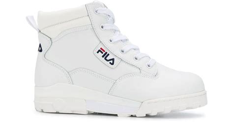 Fila Leather Hi-top Lace Up Sneakers in White - Lyst