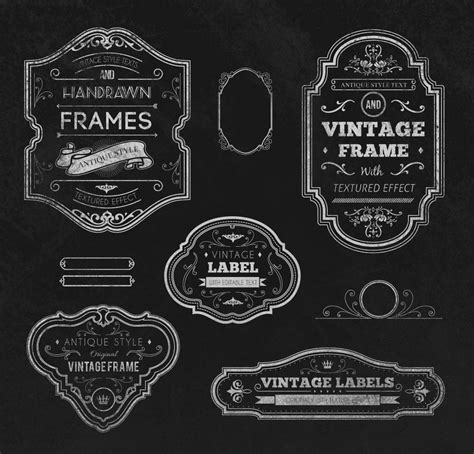 Vintage handrawn frames set vector | Free download