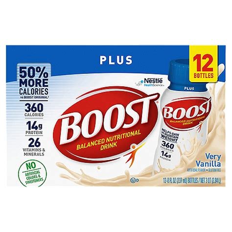 Nestlé Boost Plus Very Vanilla Balanced Nutritional Drink, 8 fl oz, 12 ...