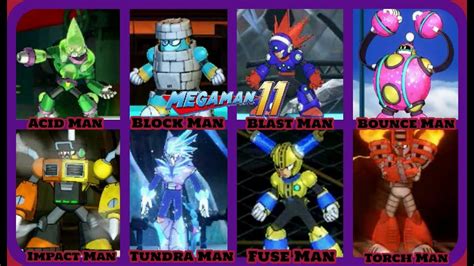 Mega Man 11 - All Robot Master Encounters - No Damage!! - YouTube